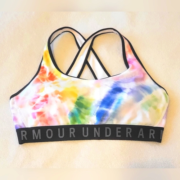 Under Armour Other - 🌟HP🌟 UNDER ARMOUR Sports Bra Removable Pads Tie Dye Rainbow Red Orange Yellow